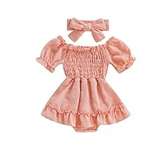Infant Baby Girls Romper Dress Dot Pattern Short Sleeve Ruched Jumpsuits Skirts Hem Bodysuits Hea... | Amazon (US)