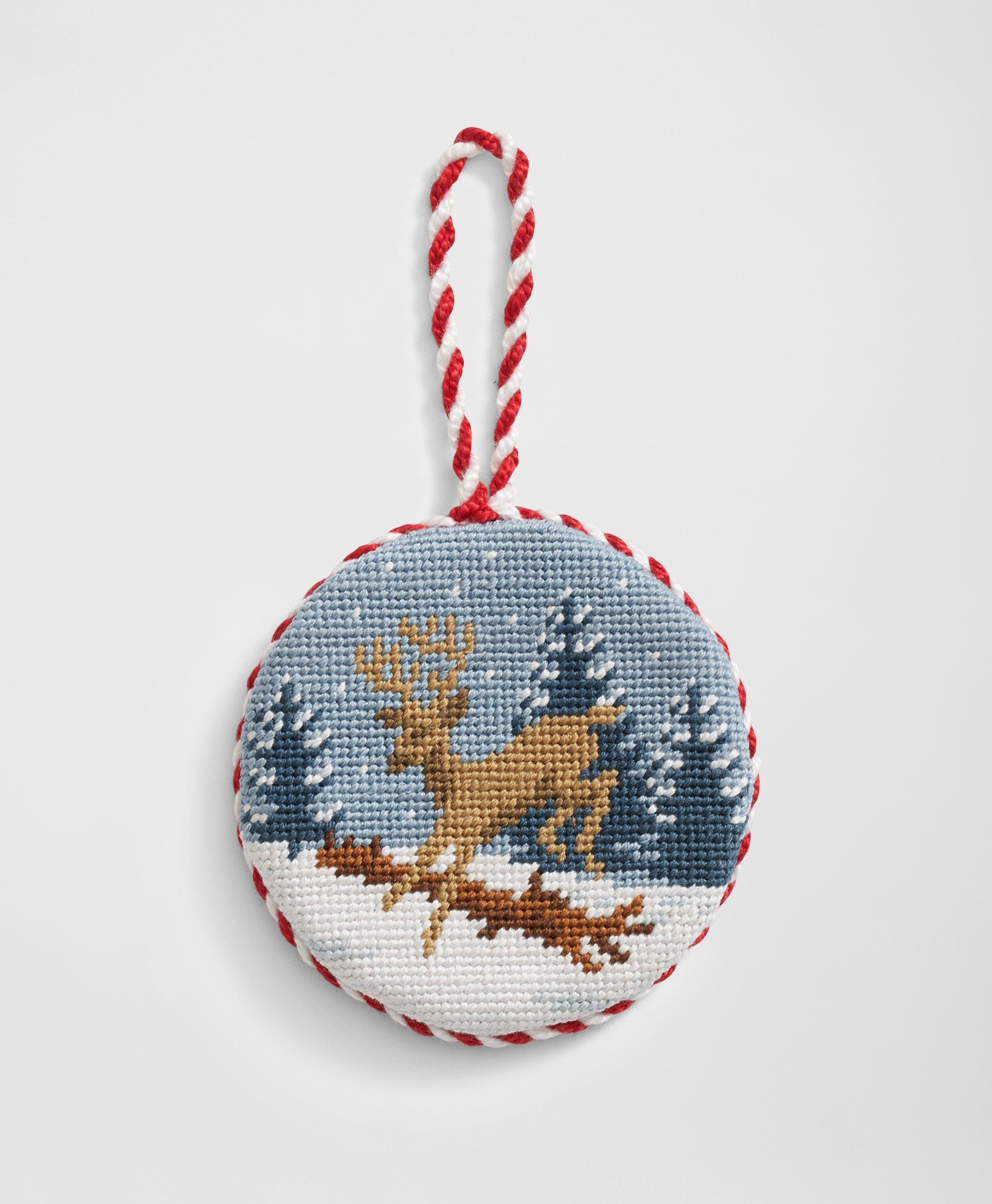 Smathers & Branson Cotton Needlepoint Reindeer Ornament | Brooks Brothers
