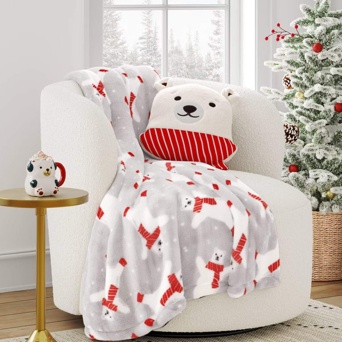 Christmas Beary the Bear Throw Pillow White - Wondershop™ | Target