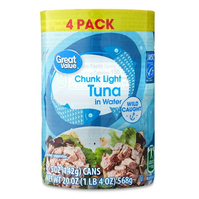 Great Value Chunk Light Tuna in Water, 5 oz, 4 Pack | Walmart (US)