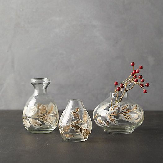 Etched Floral Bud Vases, Set of 3 | Terrain