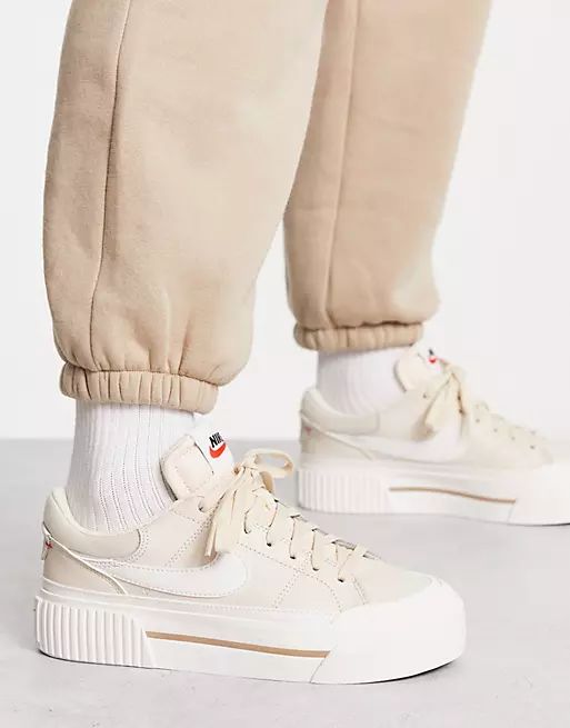 Nike Court Legacy Lift sneakers in beige and white | ASOS (Global)