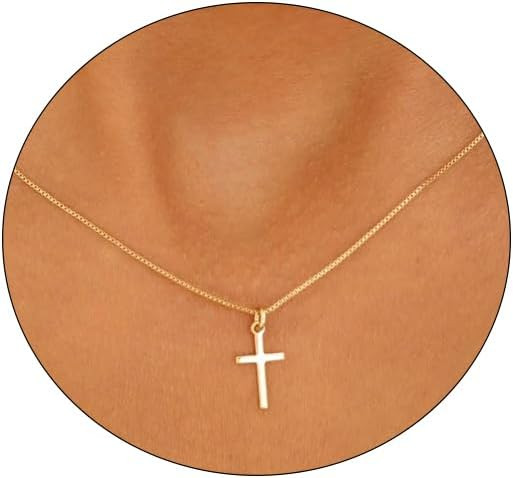 Cross Necklace for Women 14K Gold Silver Plated Dainty Small Cross Pendant Choker Simple Trendy C... | Amazon (US)