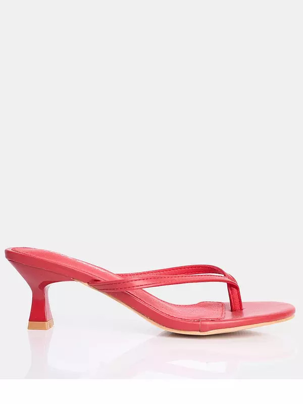 Public Desire Evermore Heeled Toe Thong Sandal - Red | Very (UK)