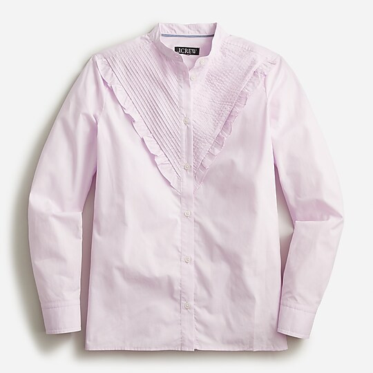 Ruffle-trim cotton poplin button-up | J. Crew US