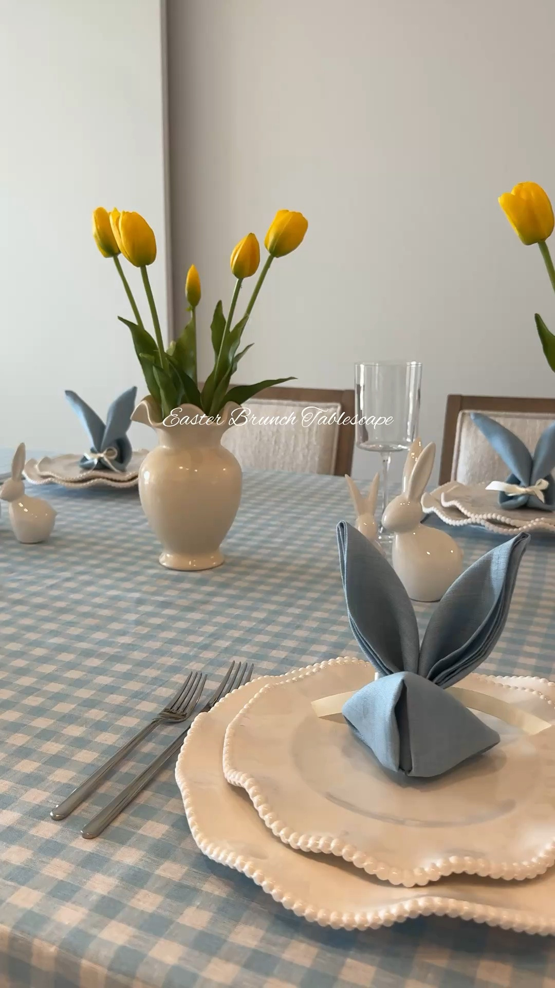 Easter brunch tablescape in blue gingham 🌼🐰🩵

#easter #eastertable #eastertablescape #tablesyling #tablescape

#LTKSeasonal #LTKHome