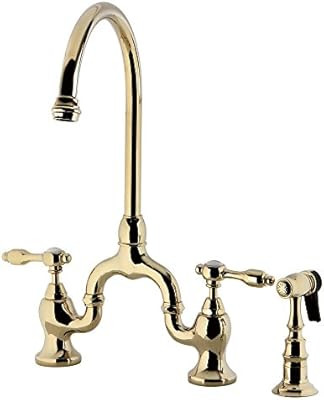 Kingston Brass KS7792TALBS 7 3/4" in Spout Reach Bridge Kitchen Faucet with Brass Sprayer, Polish... | Amazon (US)