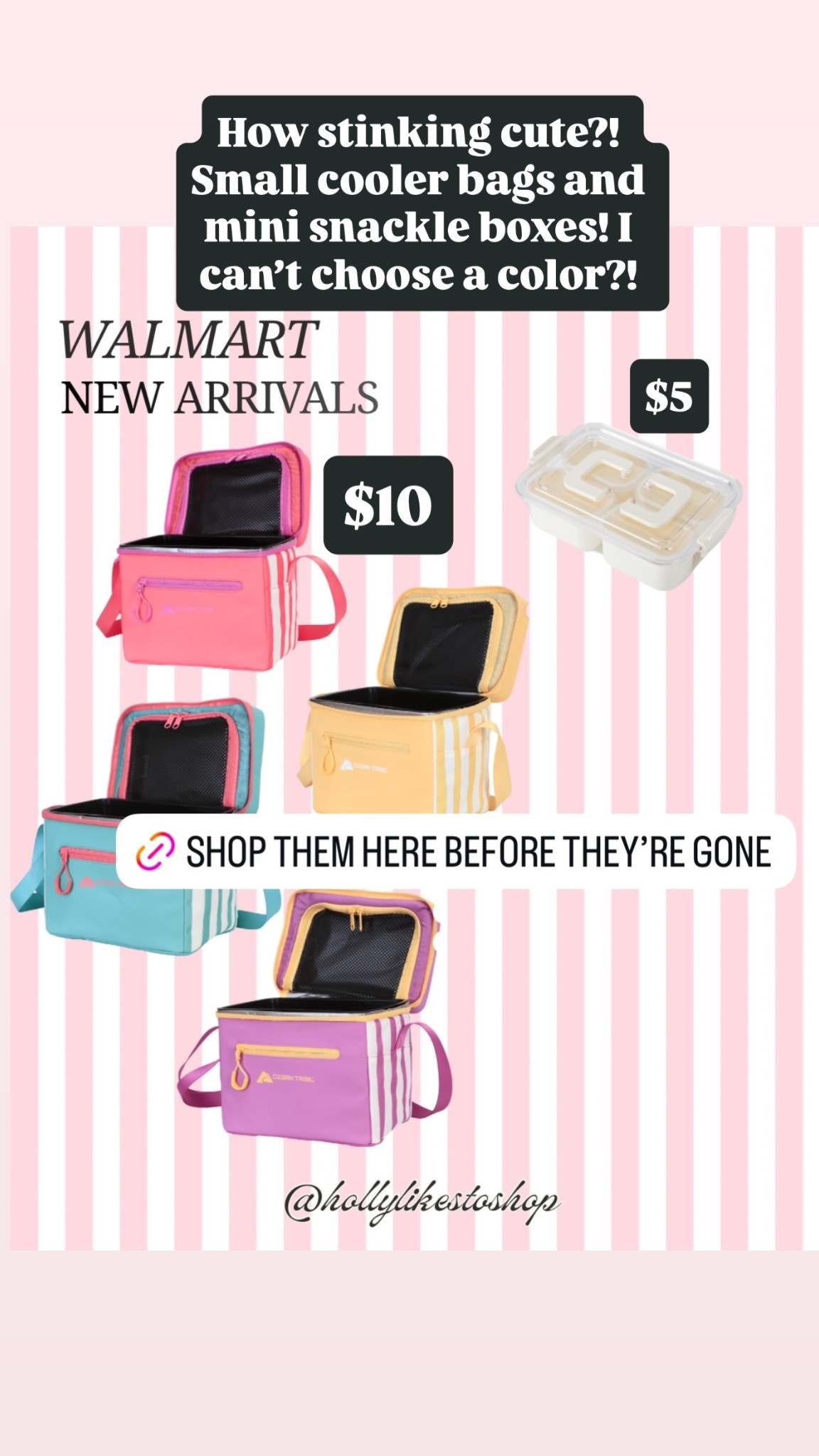 How stinking cute?! Small cooler bags and mini snackle boxes! I can’t choose a color?! $10 $5