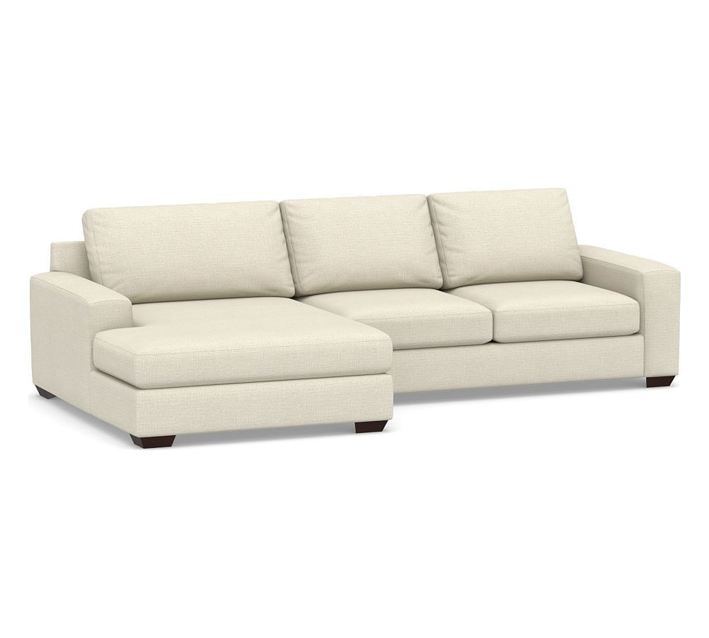Big Sur Square Arm Upholstered Sofa Double Wide Chaise Sectional | Pottery Barn (US)