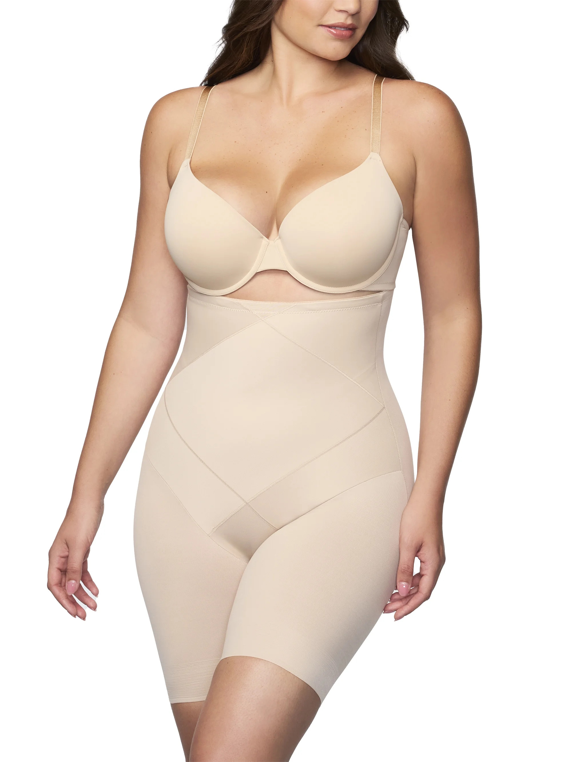Cupid Women s Extra Firm Control Tummy Tux High Waist Thigh Slimmer | Walmart (US)