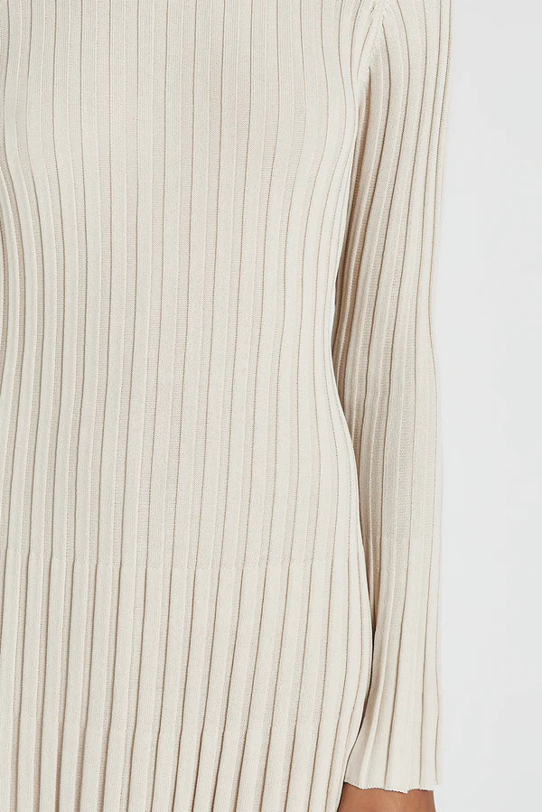 ADA STONE LONG SLEEVE MIDI DRESS | DISSH