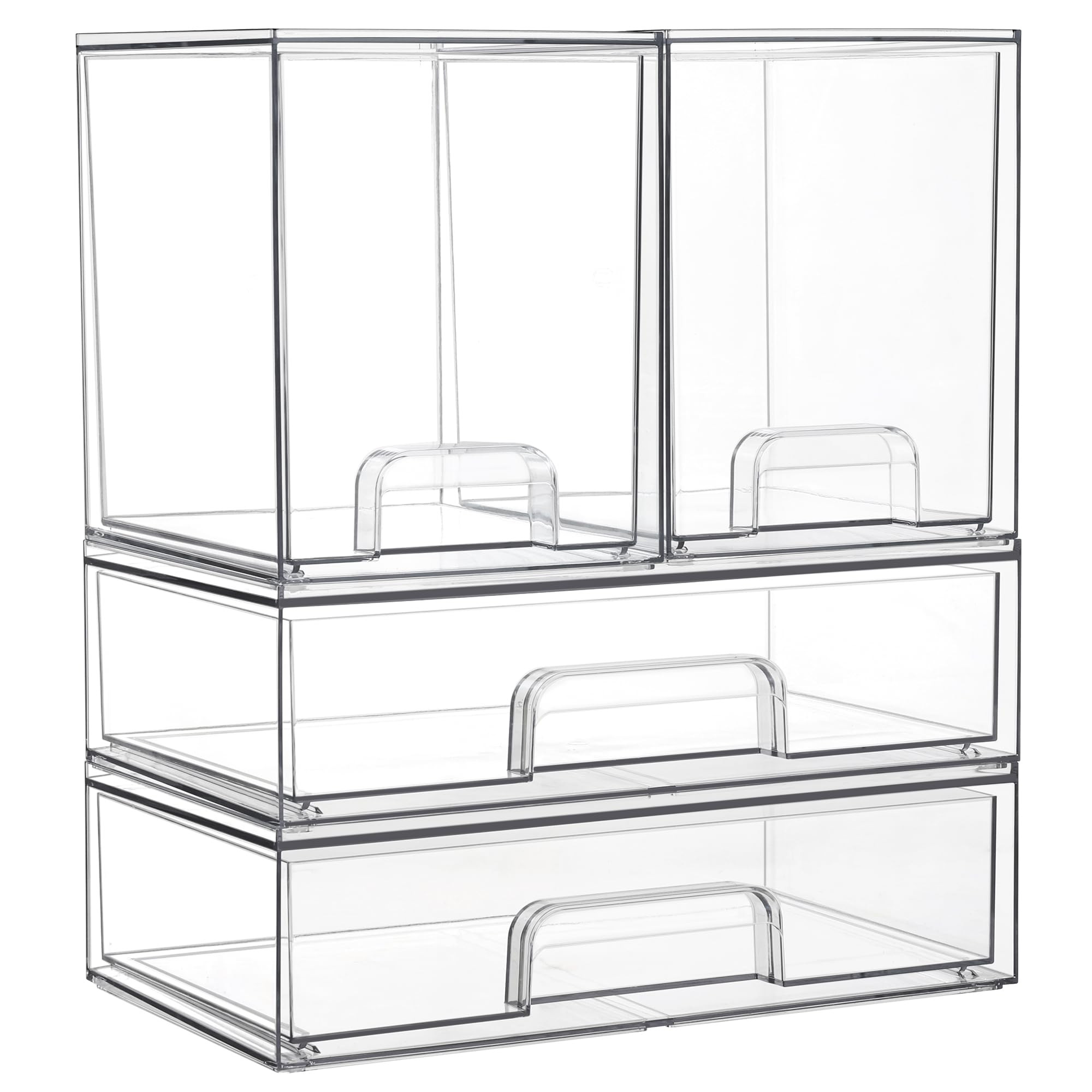 Vtopmart Stackable Storage Drawers Set of 4,Clear Plastic Organizer Bins for Makeup, Cosmetics, B... | Amazon (US)