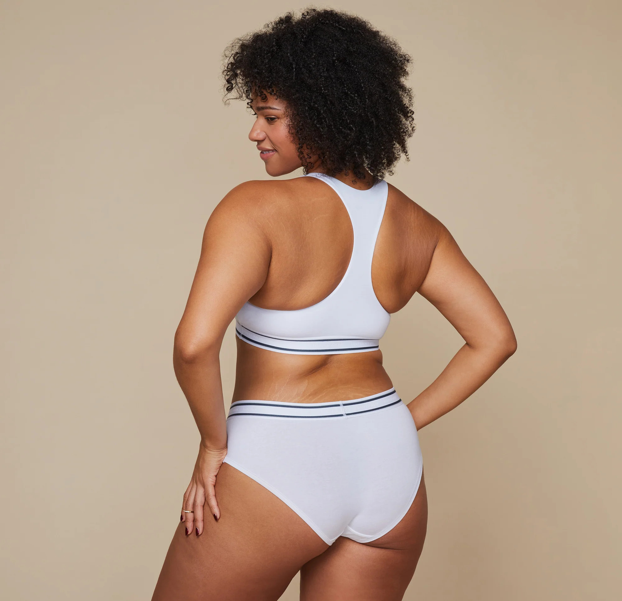 Cloud Cotton Logo Racerback Bralette - White | Harper Wilde