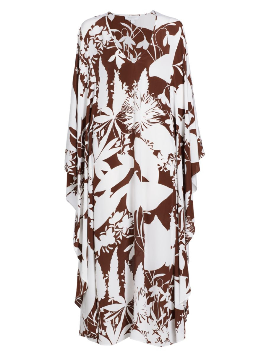 Floral Silk V-Neck Caftan | Saks Fifth Avenue