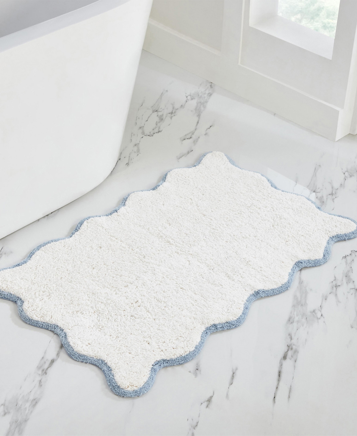 Vcny Home Scallop Cotton Bath Rug, 21" x 34" - Dusty Blue | Macy's
