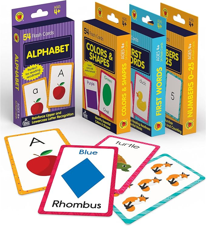 Carson Dellosa Toddler Flash Cards 4 Pack, Alphabet Flash Cards, Sight Word Flash Cards, Colors &... | Amazon (US)