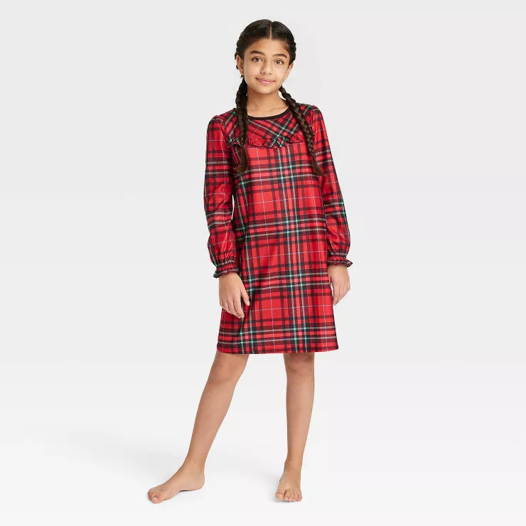 Kids' Holiday Tartan Plaid Flannel Matching Family Pajama NightGown- Wondershop™ Red | Target