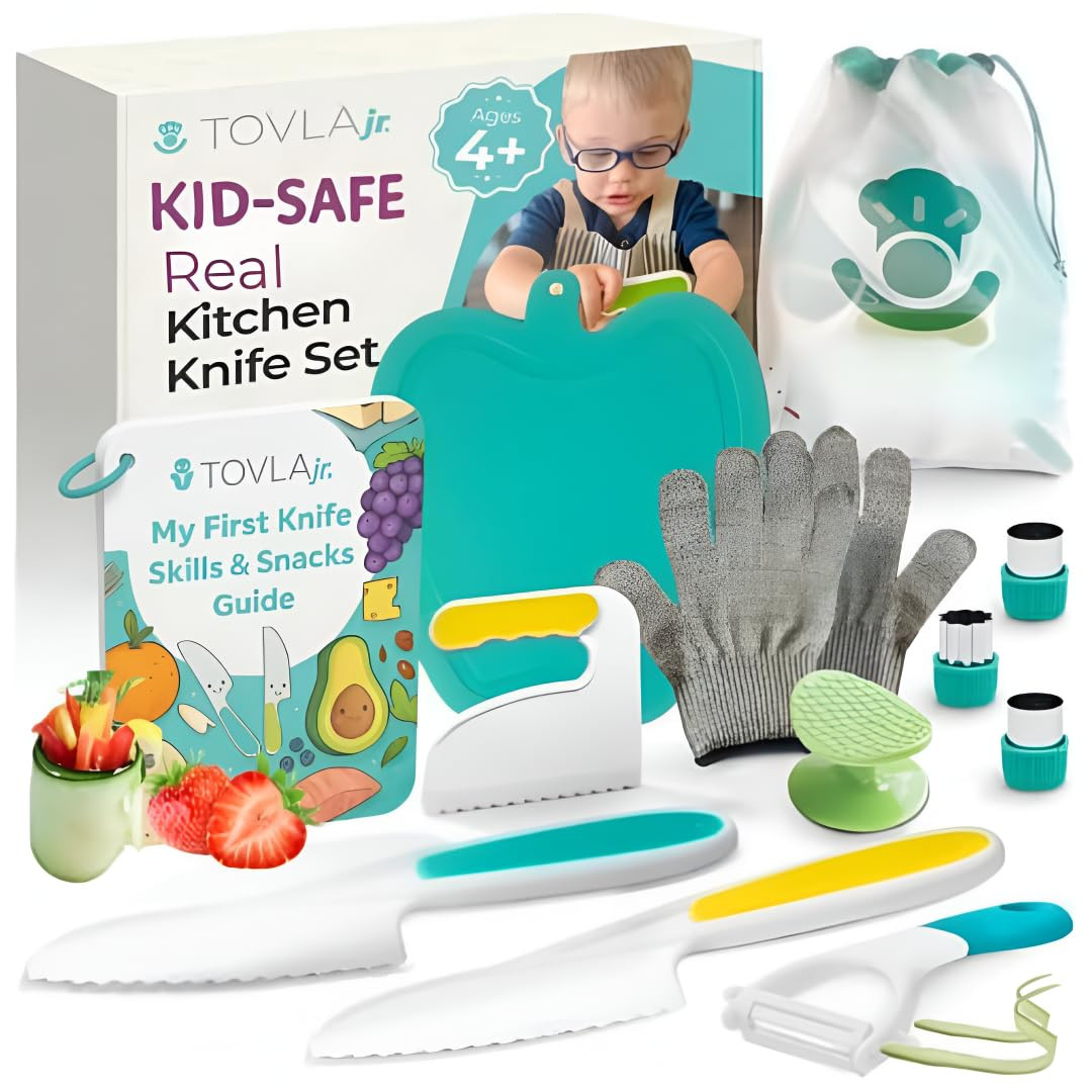 Tovla Jr. Ultimate Montessori Kids Cooking Gift Set – Real Knife, Chopper, Safety Gloves, Peele... | Amazon (US)