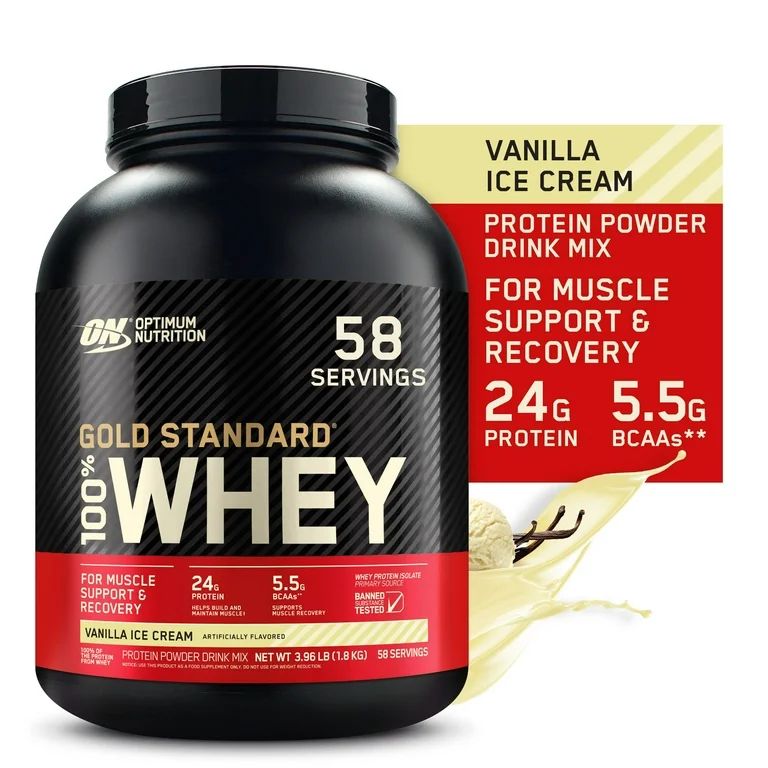 Optimum Nutrition Gold Standard 100% Whey Protein Powder, Vanilla Ice Cream, 24g Protein, 58 Serv... | Walmart (US)