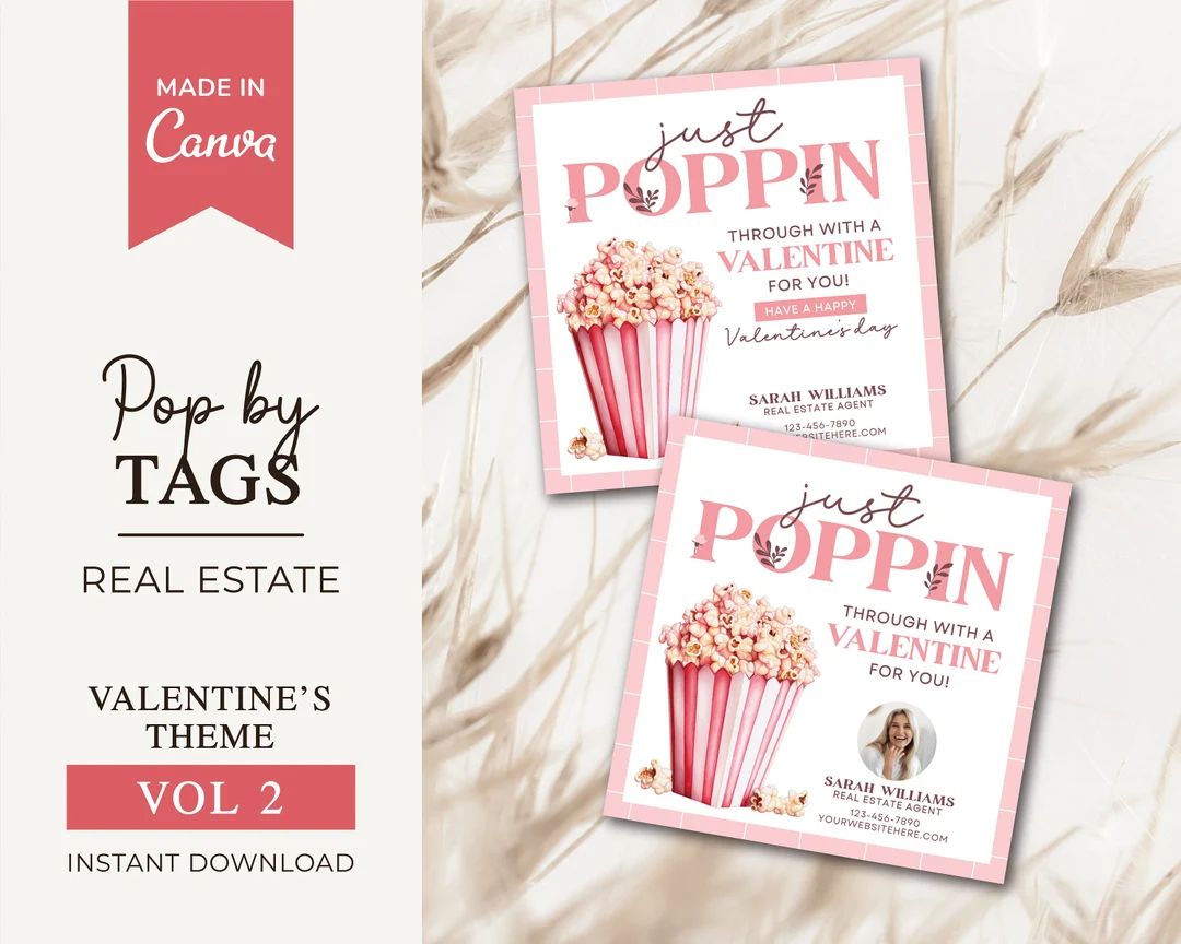 Valentine's Day Realtor Tags Your Referrals Are the Heart of My Business Valentine Pop by Pop by ... | Etsy (US)