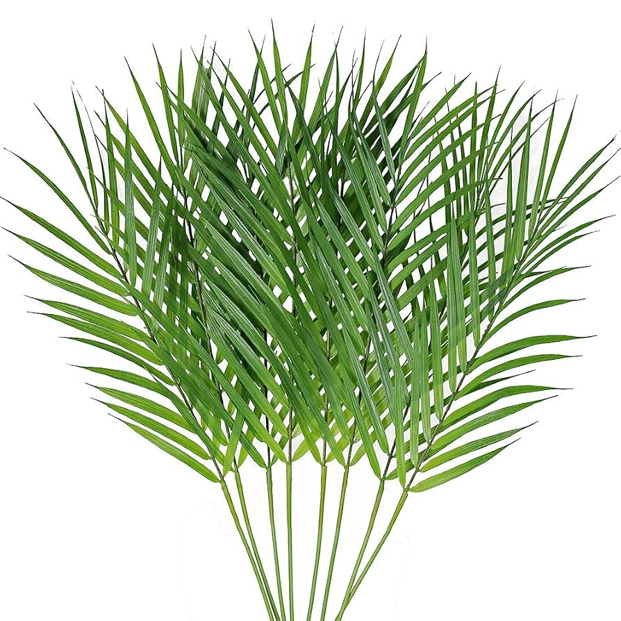 Artificial Areca Palm Leaves, 8 Pcs Faux Tropical Palm Tree Leaves Stems for Floral Arrangement, ... | Amazon (US)