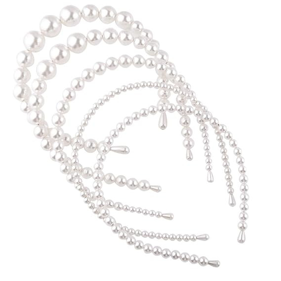 WXJ13 5 Pieces Pearl Headbands Faux Pearl White Hair Hoops Hair Accessories for Women Girls Gifts... | Amazon (US)