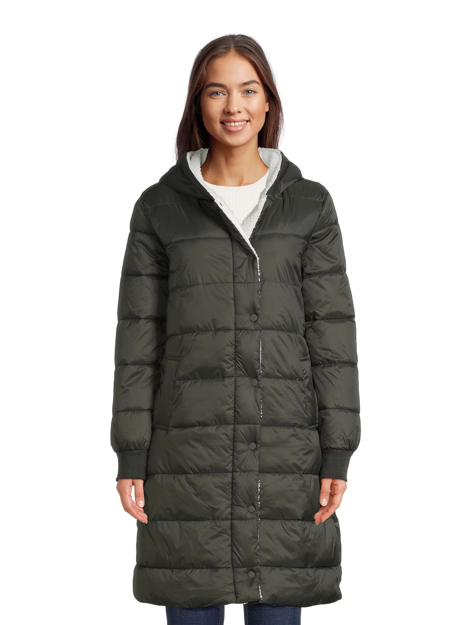 Alyned Together Women's Lined Hooded Puffer Coat | Walmart (US)