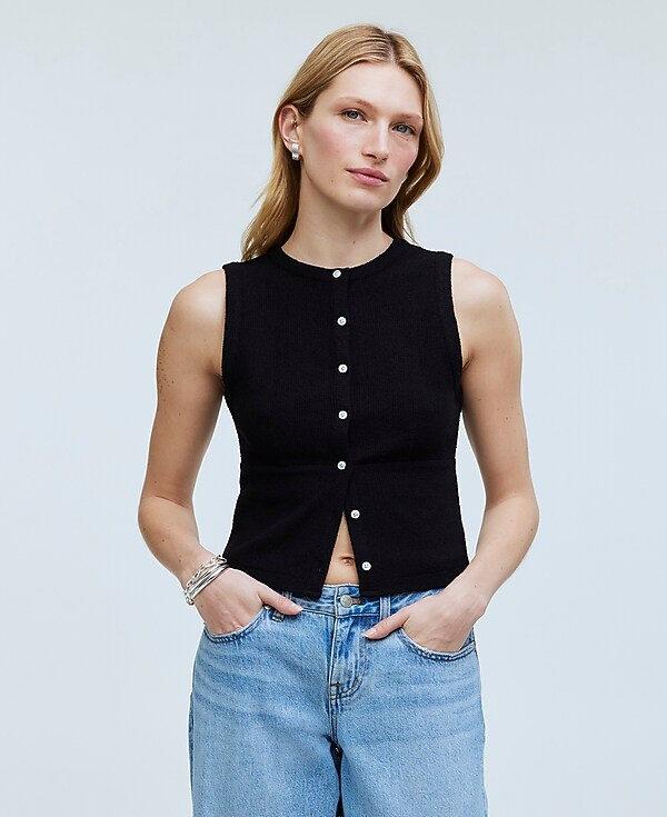Split-Crewneck Cardigan Tank | Madewell | Madewell
