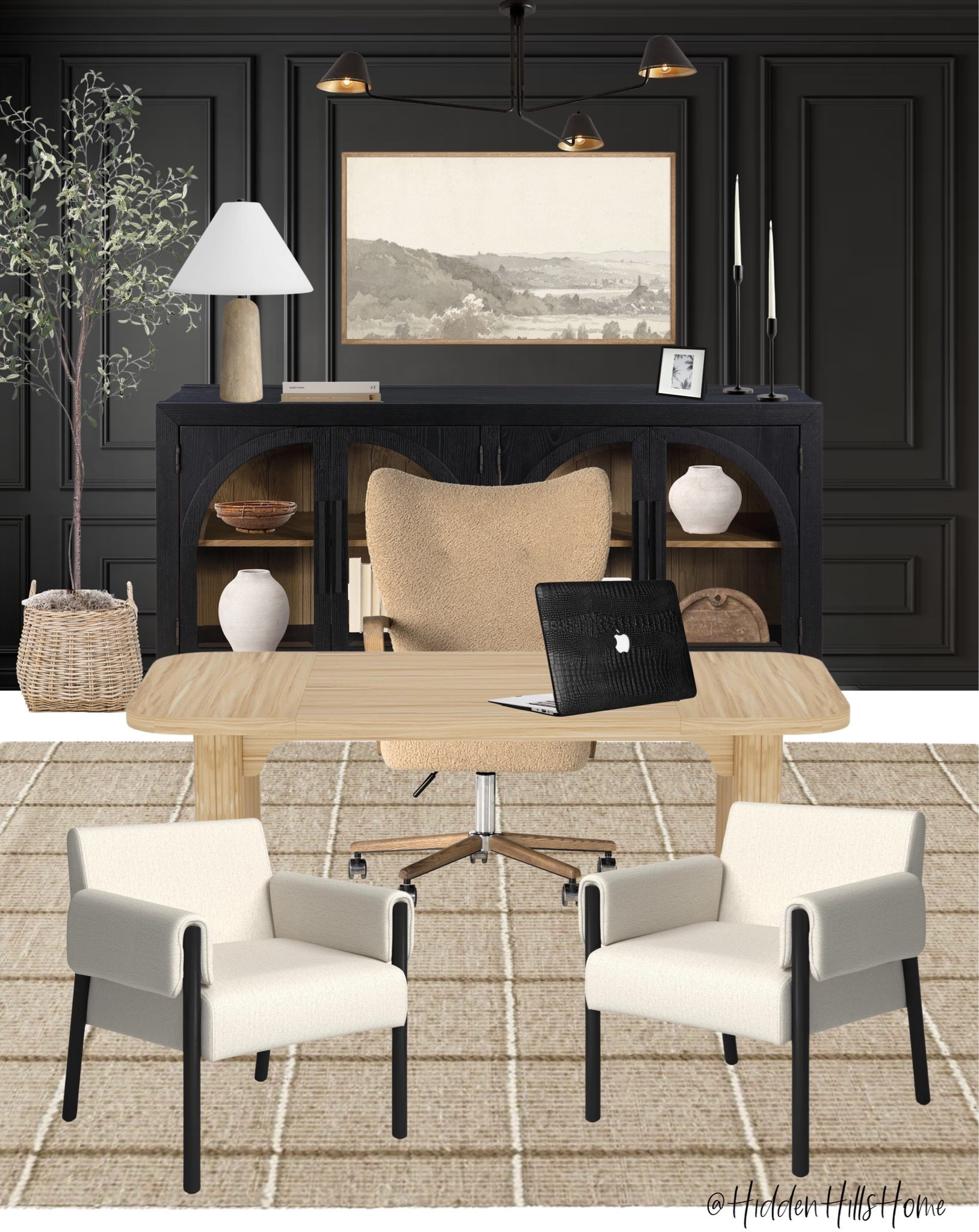 Home office mood board, modern transitional office design ideas, home office decor inspo, black and neutral home office mood board #office

#LTKHome #LTKSaleAlert #LTKSeasonal