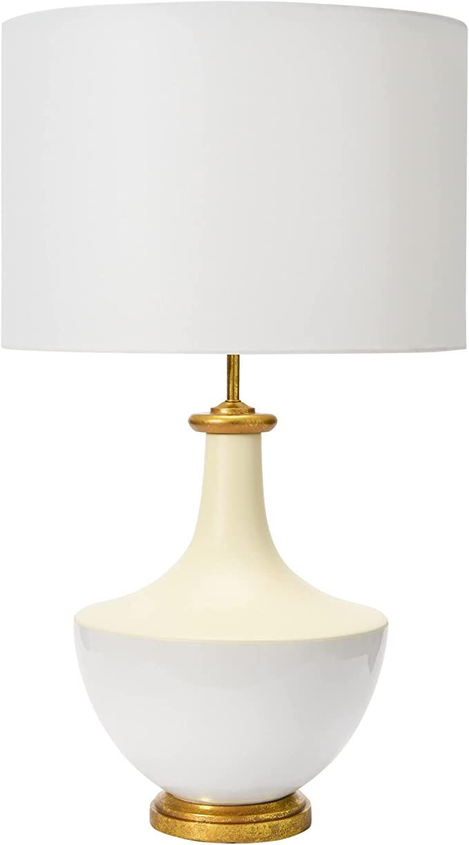 Creative Co-Op Glossy Ceramic with Gold Accent Stoneware Table Lamp with Linen Drum Shade, Perfec... | Amazon (US)