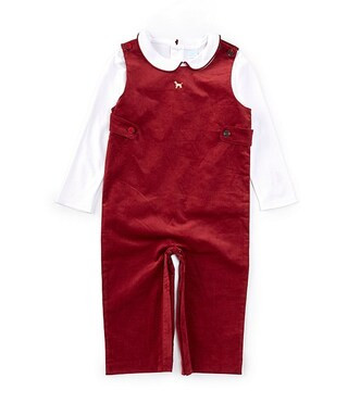 x Darby Fallon Clark Little Boys 2T-4T Fallon Peter Pan Collar Shirt & Dog Embroidered Corduroy O... | Dillard's