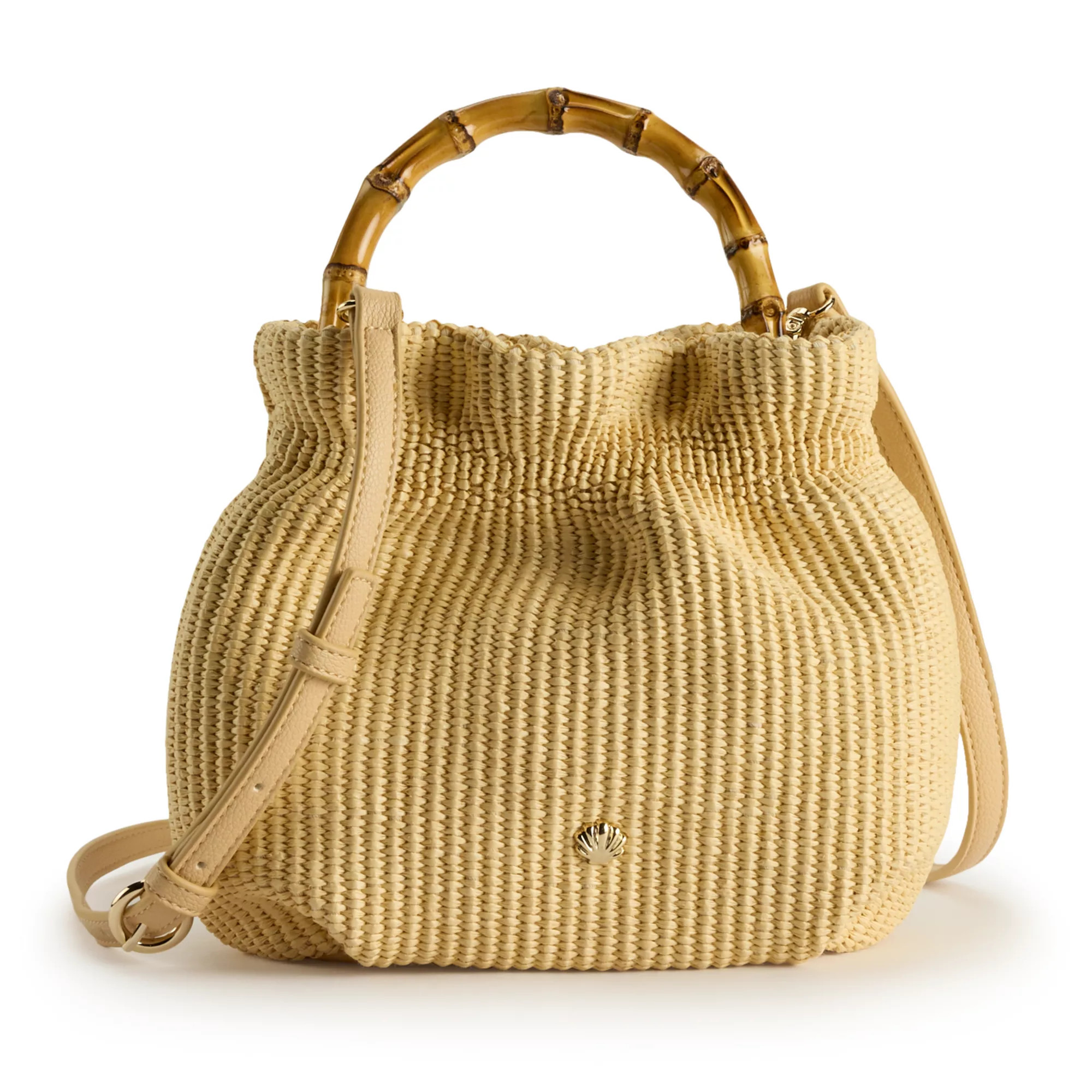 LC Lauren Conrad Summer Ruched Top Handle Straw Purse | Kohl's