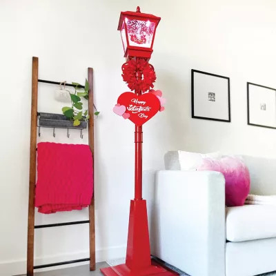 Fraser Hill Farm 70 in. Musical Snowy Valentine's Day Street Lamp Lantern | Tractor Supply
