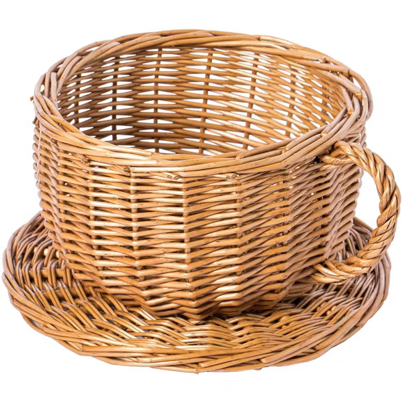 Vintiquewise Wicker Saucer Coffee Mug Cup Decorative Gift Basket Desk Organizer | Target