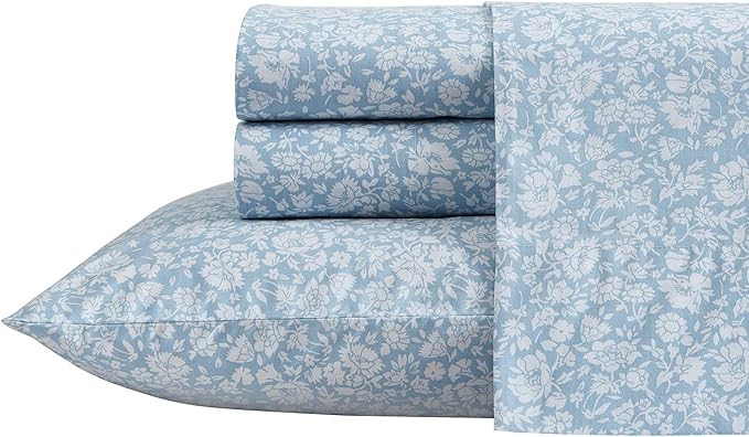 Laura Ashley - King Sheets, Cotton Percale Bedding Set, Lightweight & Breathable Home Decor (Heir... | Amazon (US)