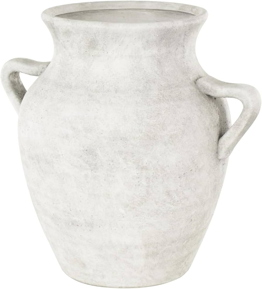 Deco 79 Ceramic Vase Antique Style Textured with Black Shadings and Handles, 13" x 10" x 12", Whi... | Amazon (US)