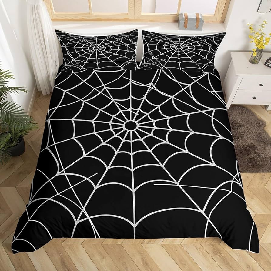 Spider Web Bedding Set Full Size Halloween Decorations Comforter Cover Set for Kids Teens Boys Gi... | Amazon (CA)