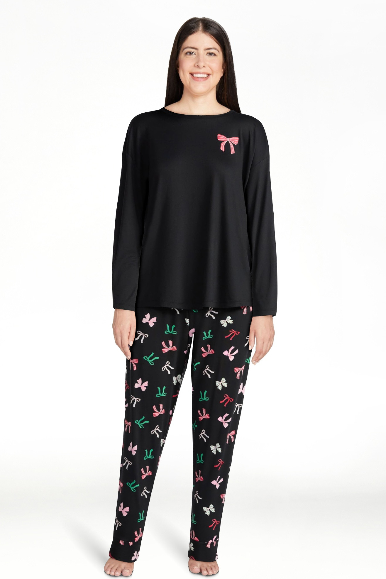 Joyspun Women's Dreamy Soft Collection Long Sleeve Sleep Top and Joggers Pajamas Set, 2-Piece, Si... | Walmart (US)