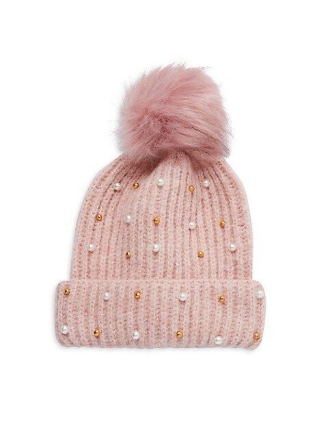 Vince Camuto Embellished Faux Fur Pom-Pom Beanie on SALE | Saks OFF 5TH | Saks Fifth Avenue OFF 5TH