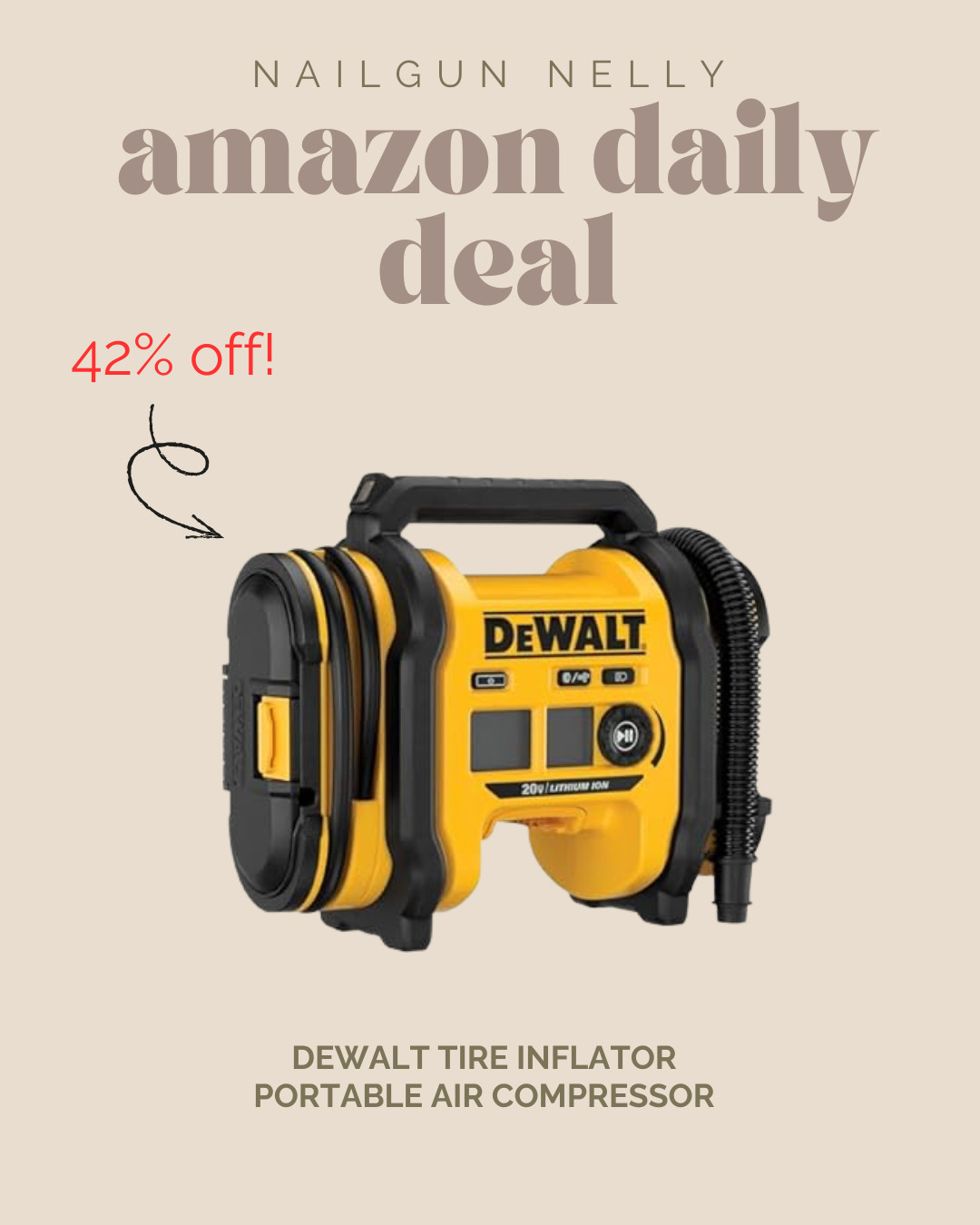 Amazon Deal of the Day! 

Dewalt portable air compressor 

 #LTKOver40 #LTKHome #LTKSaleAlert