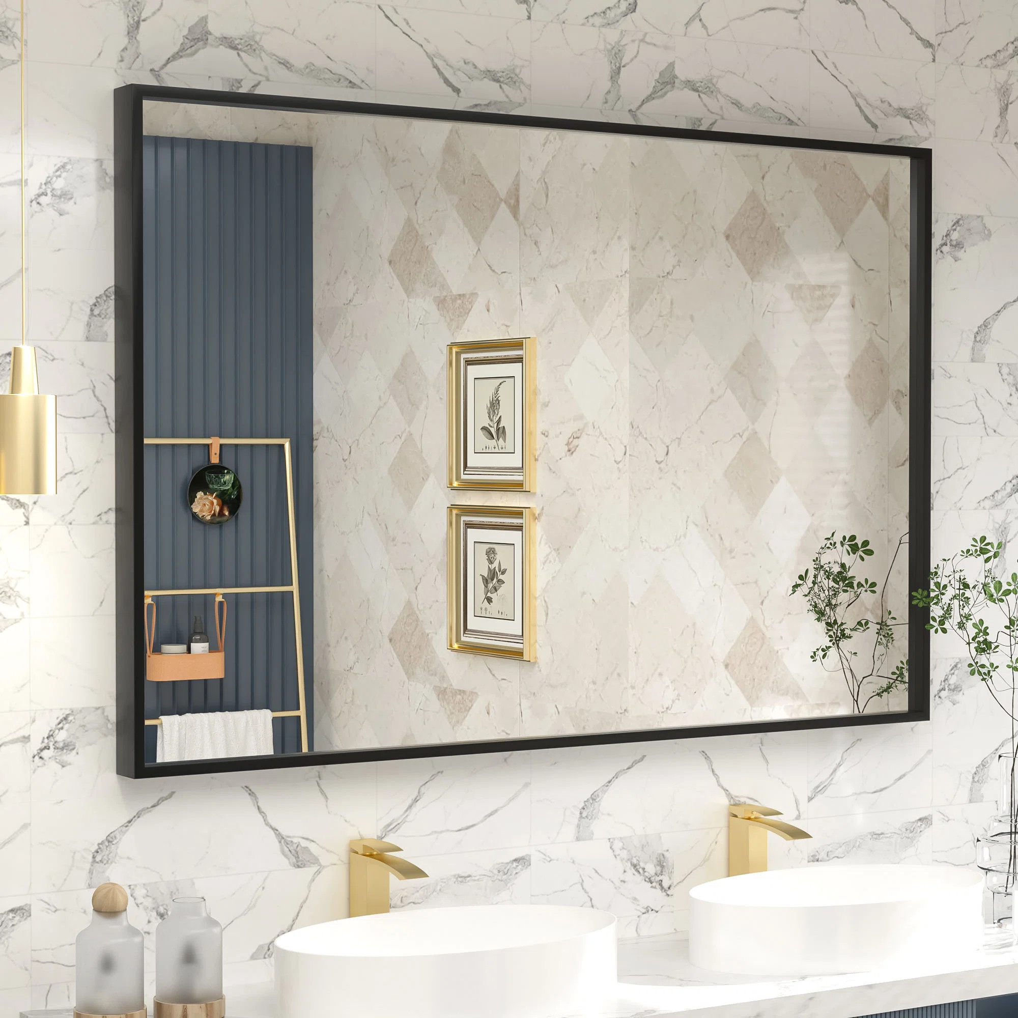 Amara Tempered Glass and Aluminum Alloy Framed French Cleat Mounted Wall Mirror | Wayfair North America