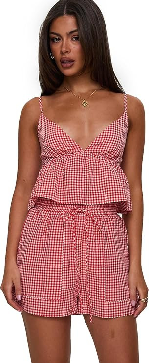 Princess Polly Lille Red Gingham Two Piece Bow Tie Set | Amazon (US)