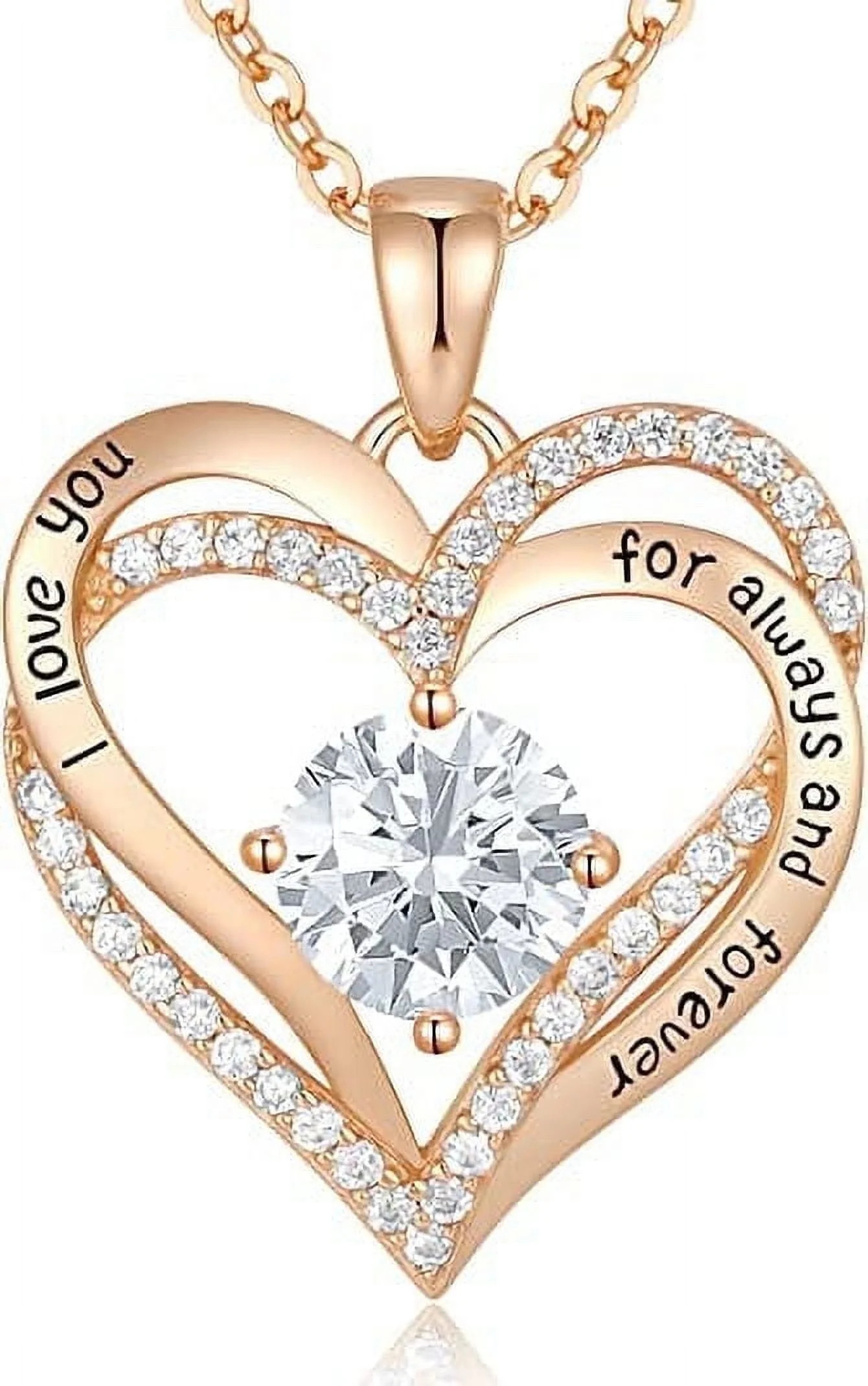 HESHPAWS Love Pendant Necklaces for Women  with Birthstone Zirconia, Christmas Birthday Anniversa... | Walmart (US)