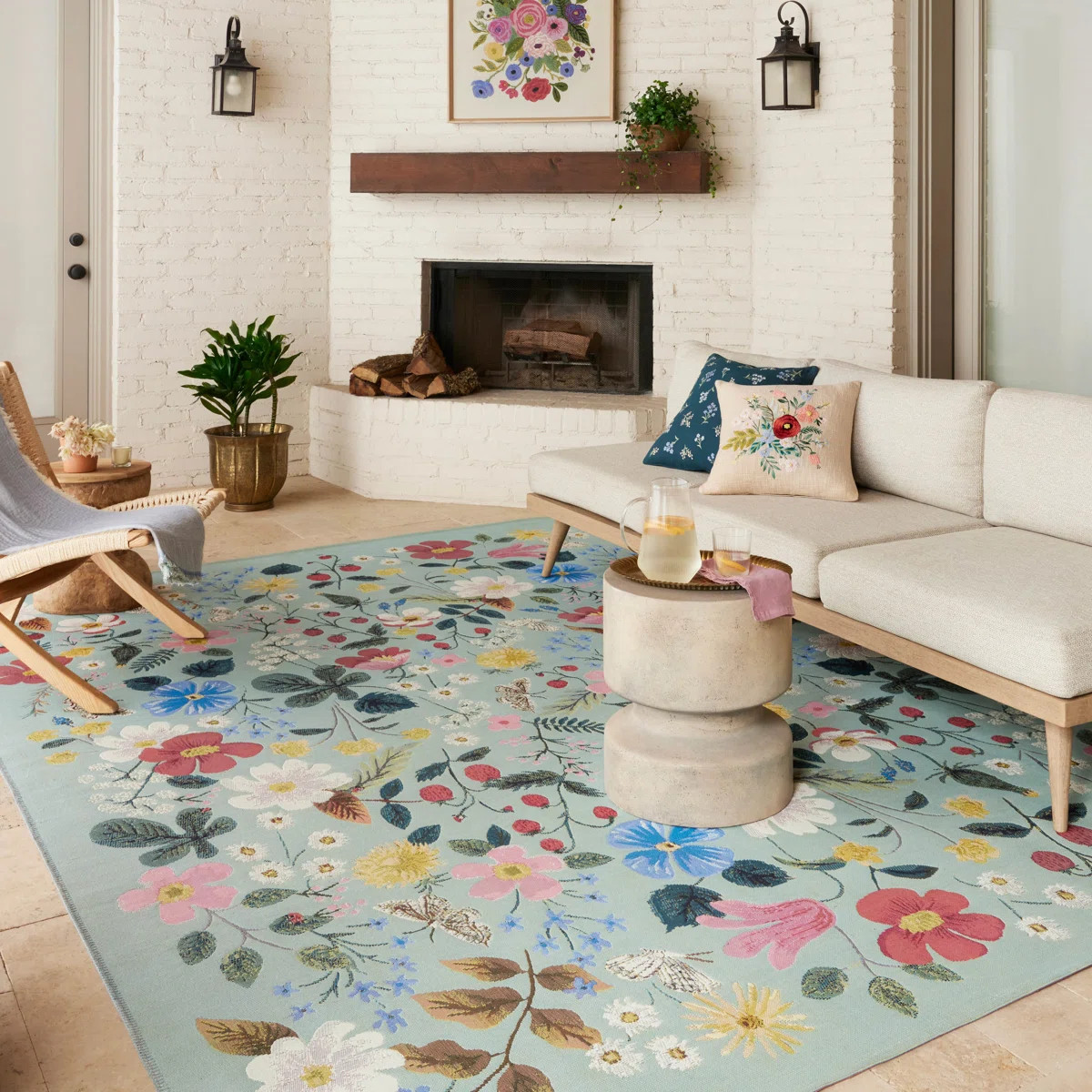 Rifle Paper Co. x Loloi Perennial Mint Indoor / Outdoor Area Rug | Wayfair North America