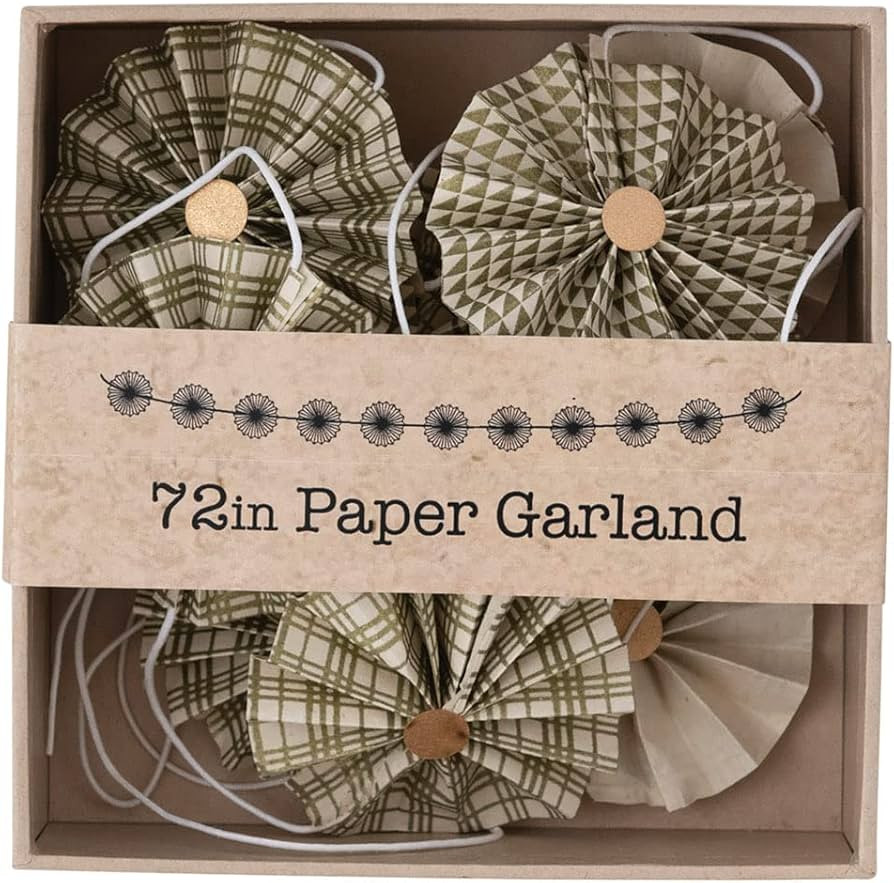 Creative Co-Op Paper Garland In Kraft Box, Multicolor | Amazon (US)