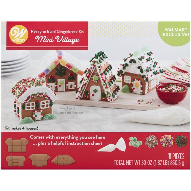 Wilton Ready to Build Mini Village Gingerbread House Kit, 11-Piece - Makes 4 Gingerbread Houses -... | Walmart (US)