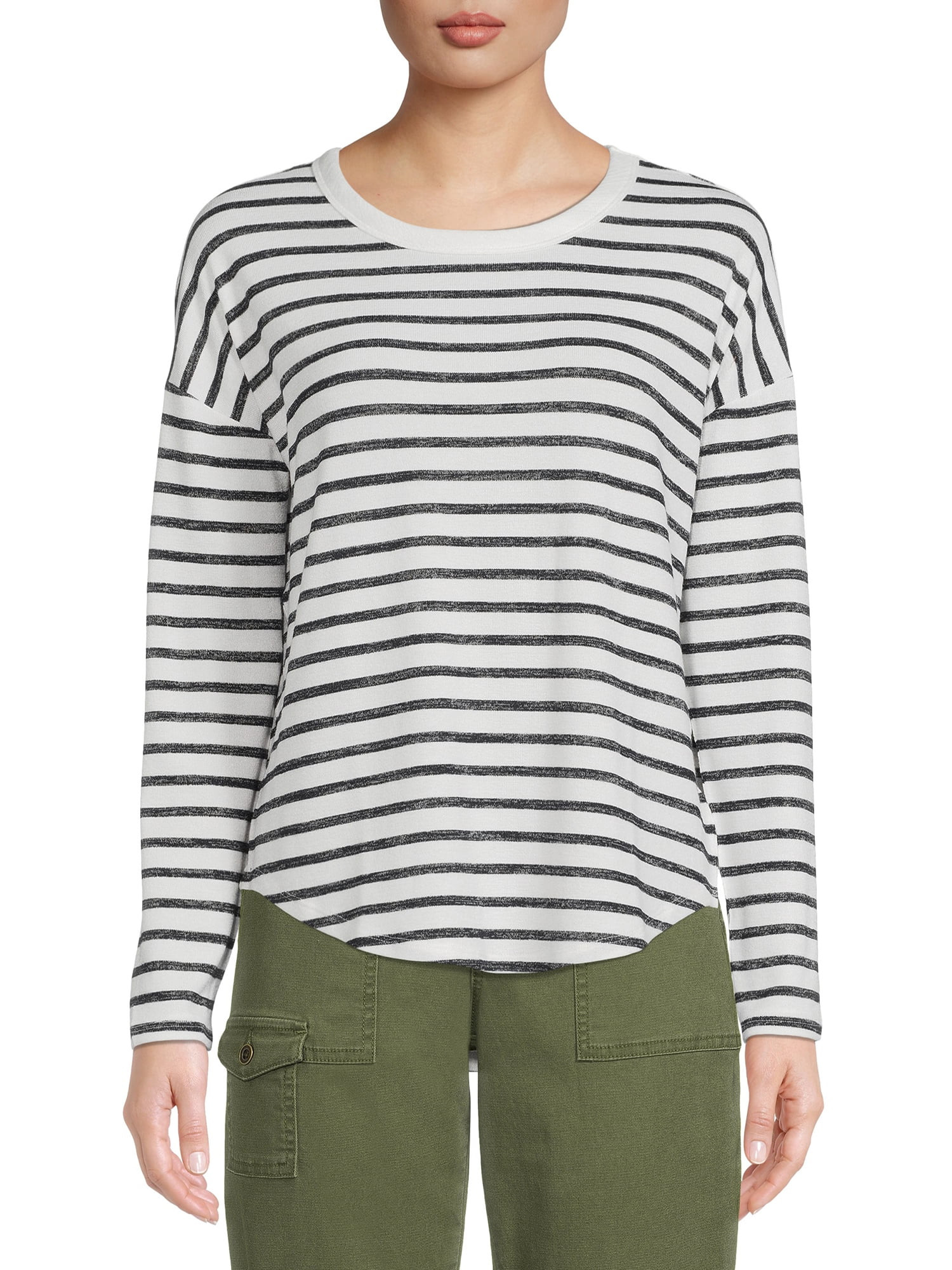 Time and Tru Women's Long Sleeve Hacci T-Shirt | Walmart (US)