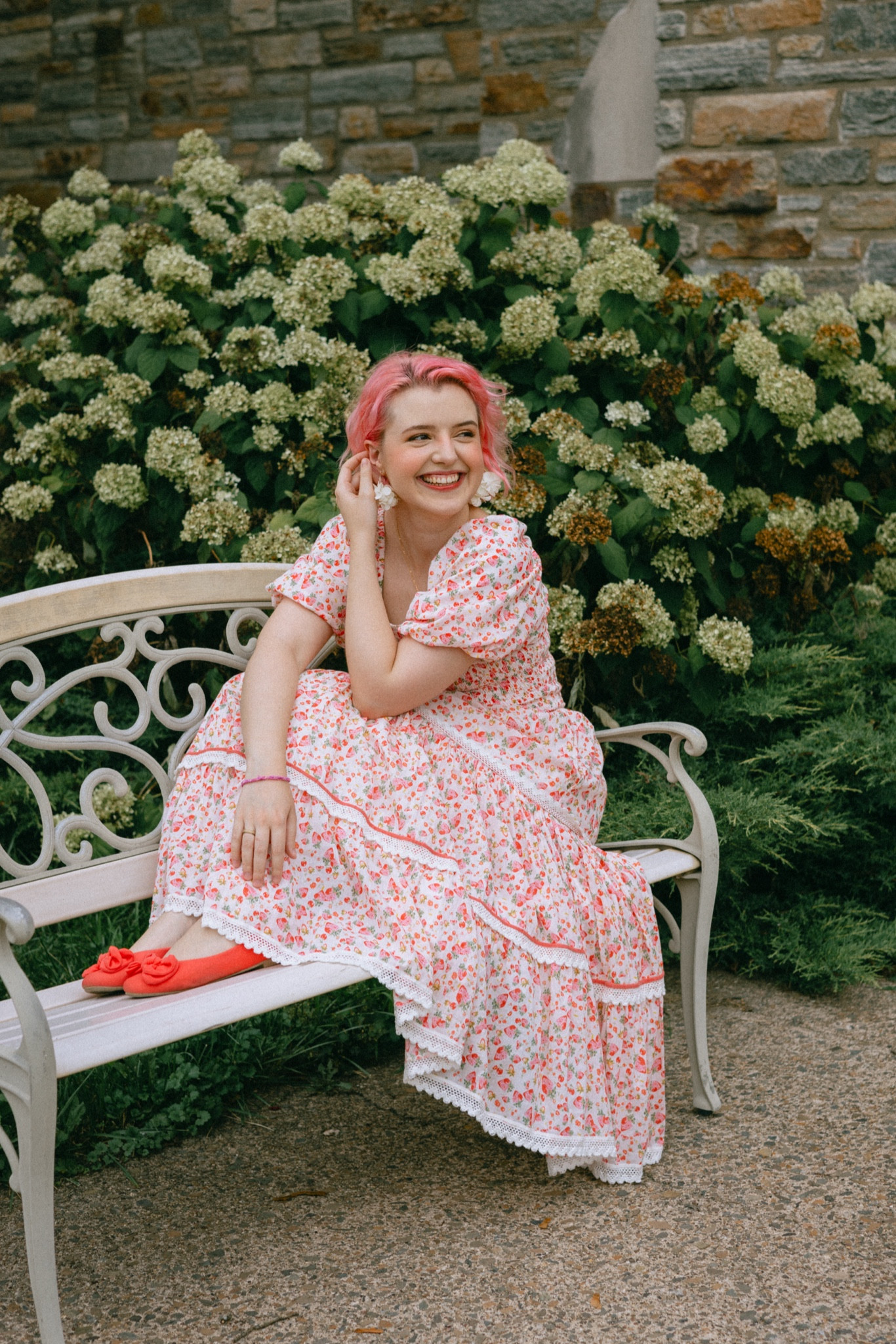 white christmas dresses Strawberry Garden 3-Piece Set Cottagecore Dress with Head Scarf main image 1