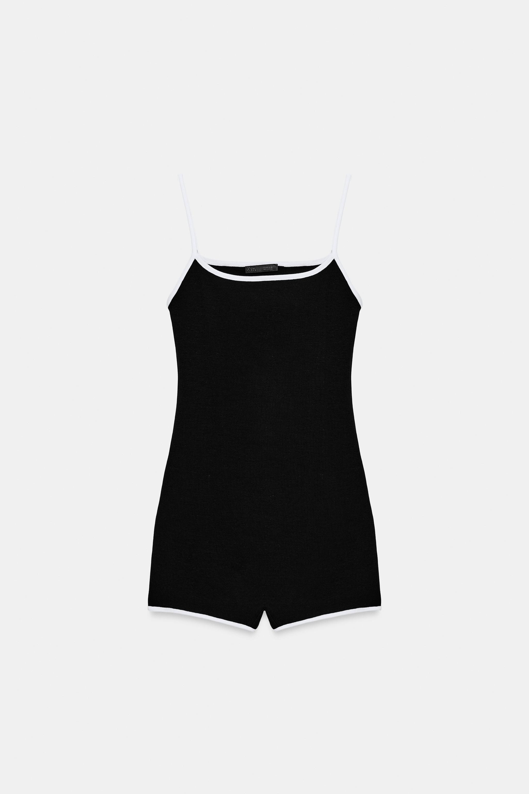 CONTRAST PIPING SHORT JUMPSUIT | Zara US