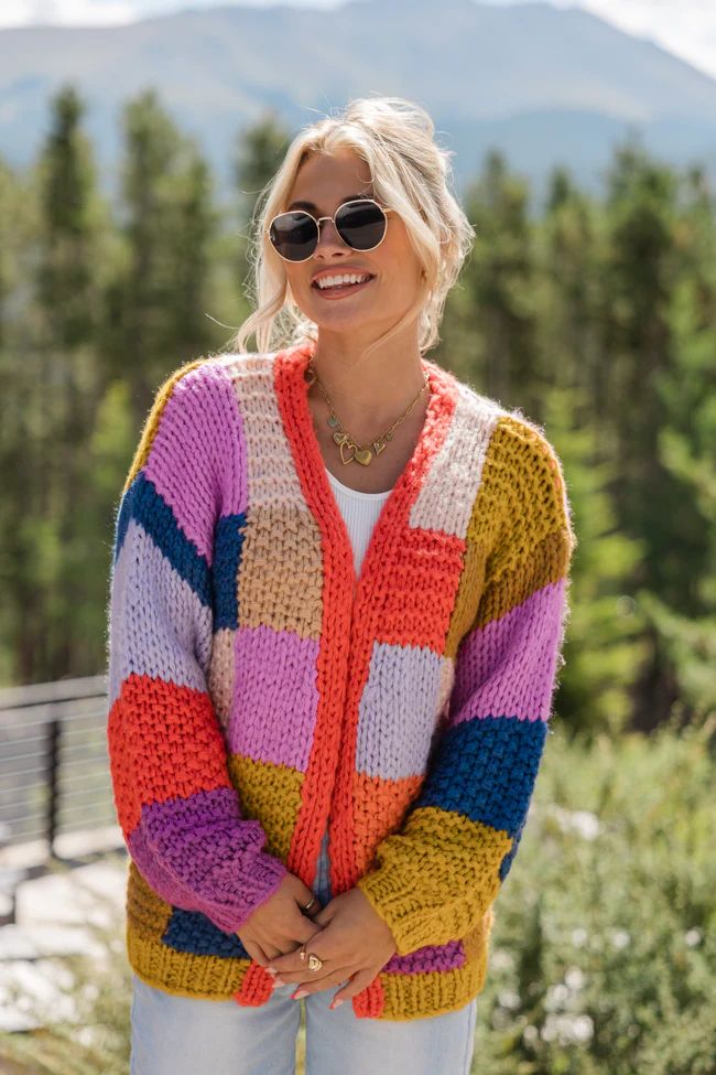 Still Deciding Multi Color Block Cardigan | Pink Lily